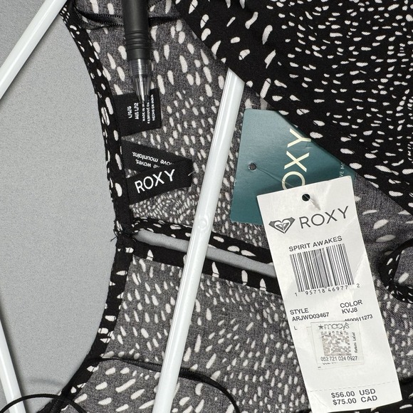 NWT Roxy Women's Spirit Awakes Long Sleeve Romper Dress Black and White Large - Picture 4 of 8